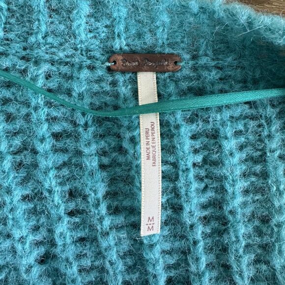 Free People Weekend Getaway alpaca cardigan sweater mint green medium - Picture 4 of 11